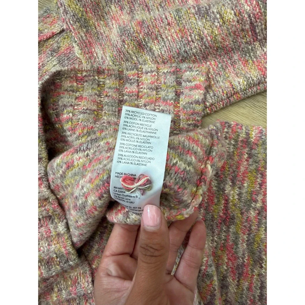 Anthropologie Pilcro Space Dye V-Neck Knit Sweater Pink wool blend Medium boho